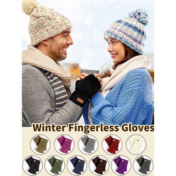 JYUYNY Fingerlose Handschuhe - Kaschmir Winter Warme Strick Handschuhe für Laufen, Radfahren, Fahren - Herren und Damen