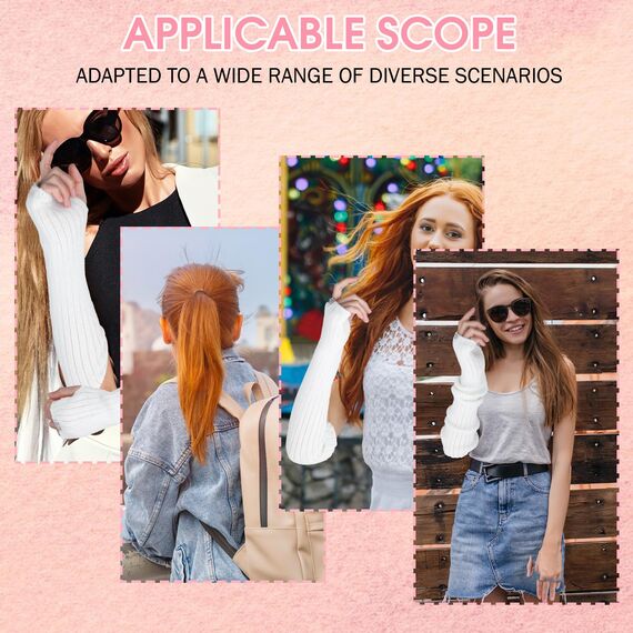 CIATBYYJ Armstulpen Damen, Winter Gestrickte Handstulpen, Warme Long Fingerlose Handschuhe, Japanischer Pulswärmer, Y2K Gothic Punk Hip Hop Armstulpen Mit Daumenloch (Weiß)