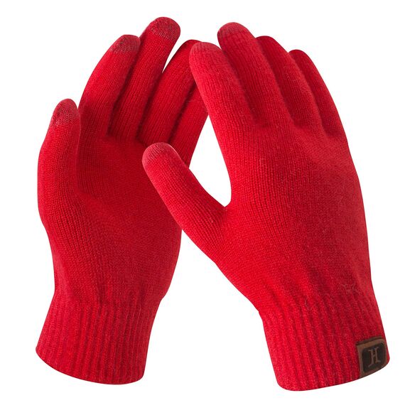 Bequemer Laden Damen Winter Warme Touchscreen Handschuhe Rot
