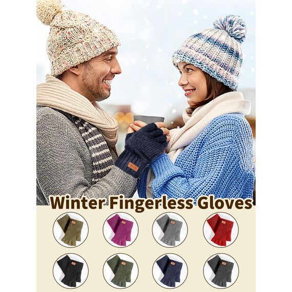 JYUYNY Fingerlose Handschuhe - Kaschmir Winter Warme Strick Handschuhe für Laufen, Radfahren, Fahren - Herren und Damen