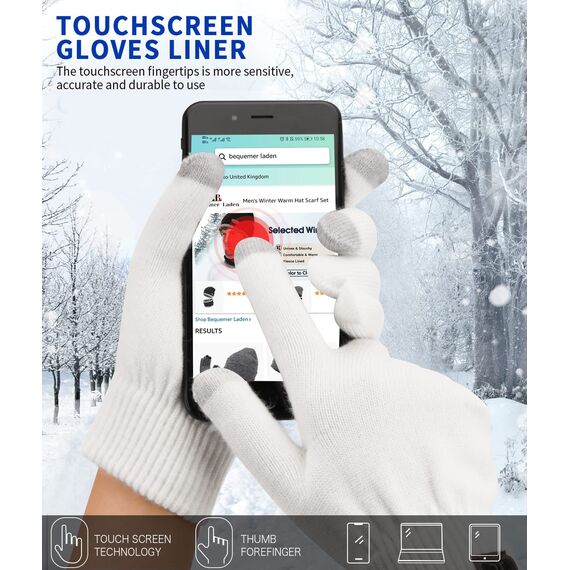 Bequemer Laden Damen Winter Warme Touchscreen Handschuhe Weiß