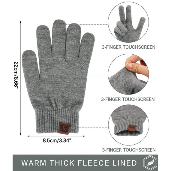 Bequemer Laden Damen Winter Warme Touchscreen Handschuhe Mittel Grau