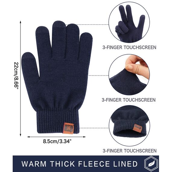 Bequemer Laden Damen Winter Warme Touchscreen Handschuhe Dunkelblau