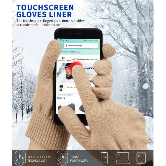 Bequemer Laden Damen Winter Warme Touchscreen Handschuhe Kamel