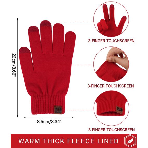 Bequemer Laden Damen Winter Warme Touchscreen Handschuhe Rot