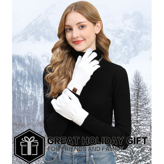 Bequemer Laden Damen Winter Warme Touchscreen Handschuhe Weiß