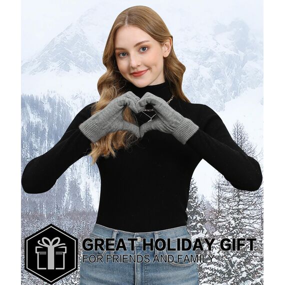 Bequemer Laden Damen Winter Warme Touchscreen Handschuhe Mittel Grau