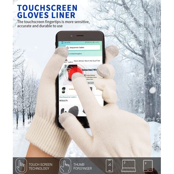 Bequemer Laden Damen Winter Warme Touchscreen Handschuhe Beige