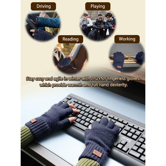 JYUYNY Fingerlose Handschuhe - Kaschmir Winter Warme Strick Handschuhe für Laufen, Radfahren, Fahren - Herren und Damen