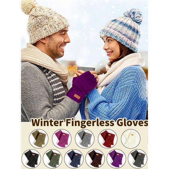 JYUYNY Fingerlose Handschuhe - Kaschmir Winter Warme Strick Handschuhe für Laufen, Radfahren, Fahren - Herren und Damen