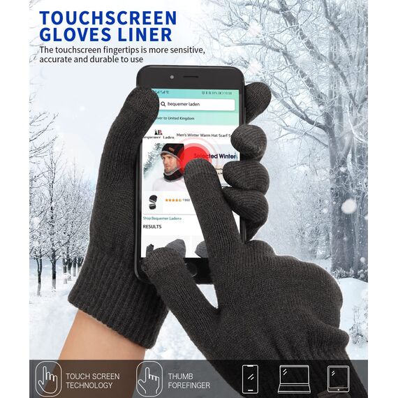 Bequemer Laden Damen Winter Warme Touchscreen Handschuhe Dunkel Grau
