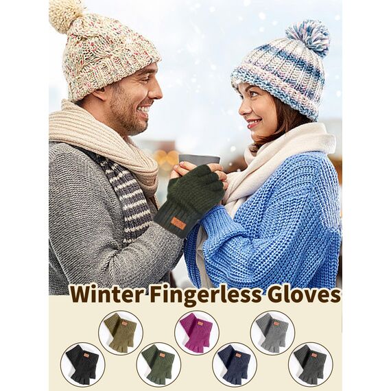 JYUYNY Fingerlose Handschuhe - Kaschmir Winter Warme Strick Handschuhe für Laufen, Radfahren, Fahren - Herren und Damen