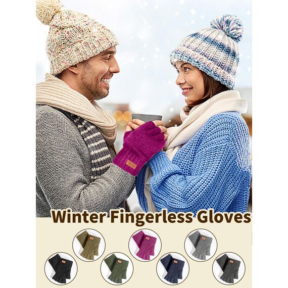JYUYNY Fingerlose Handschuhe - Kaschmir Winter Warme Strick Handschuhe für Laufen, Radfahren, Fahren - Herren und Damen