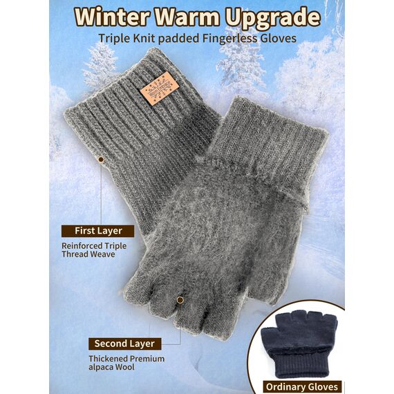 JYUYNY Fingerlose Handschuhe - Kaschmir Winter Warme Strick Handschuhe für Laufen, Radfahren, Fahren - Herren und Damen
