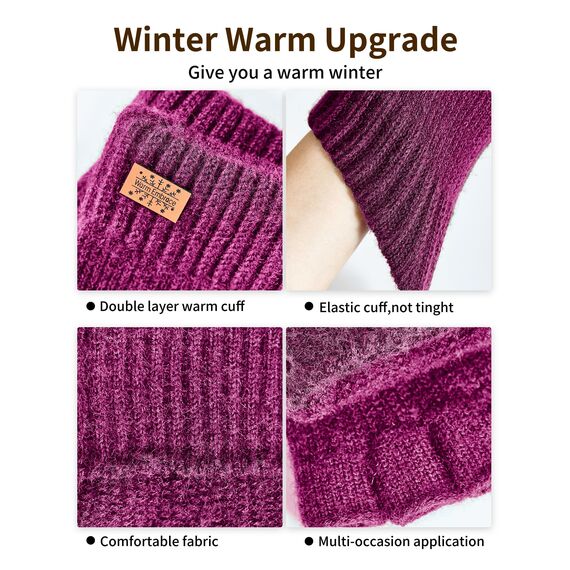 JYUYNY Fingerlose Handschuhe - Kaschmir Winter Warme Strick Handschuhe für Laufen, Radfahren, Fahren - Herren und Damen