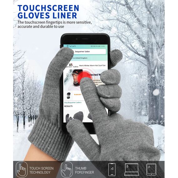 Bequemer Laden Damen Winter Warme Touchscreen Handschuhe Mittel Grau