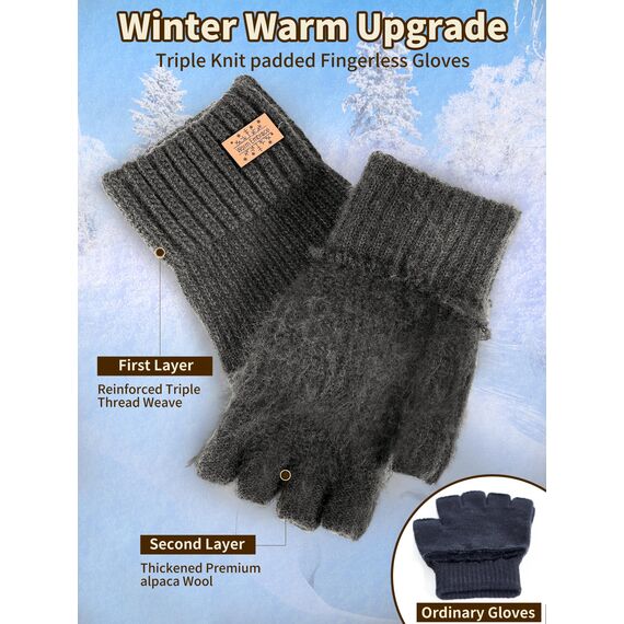 JYUYNY Fingerlose Handschuhe - Kaschmir Winter Warme Strick Handschuhe für Laufen, Radfahren, Fahren - Herren und Damen