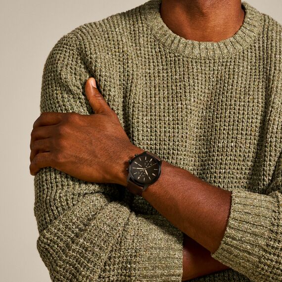 Fossil Townsman Uhr für Herren, Quarz-Chronographenwerk mit Lederarmband