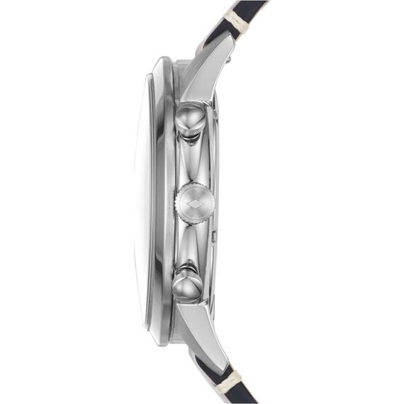 Fossil Herrenuhr Townsman, QuarzChronographenwerk, 44 mm Silbernes Edelstahlgehäuse mit Lederarmband, FS5279