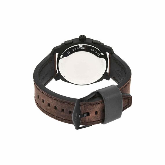 Fossil Machine Uhr für Herren, Chronographenwerk mit Edelstahl- oder Lederarmband, Schwarz und Braun, 42MM