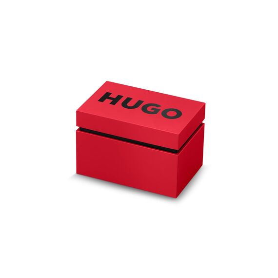 HUGO Analog Quarzuhr für Herren Kollektion #First mit Schwarzes Lederarmband - 1530188