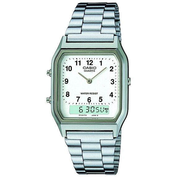 Casio Unisex ErwachseneArmbanduhr Analog-Digital Quarz Edelstahl AQ-230A-7BMQYES