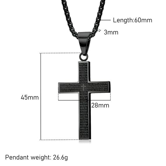 MERTTURM Kreuz Halskette für Herren, Schmuck Edelstahl, Kreuz Anhänger mit 60cm Kette, Farbe Schwarz(lichtecht & schweißfest)