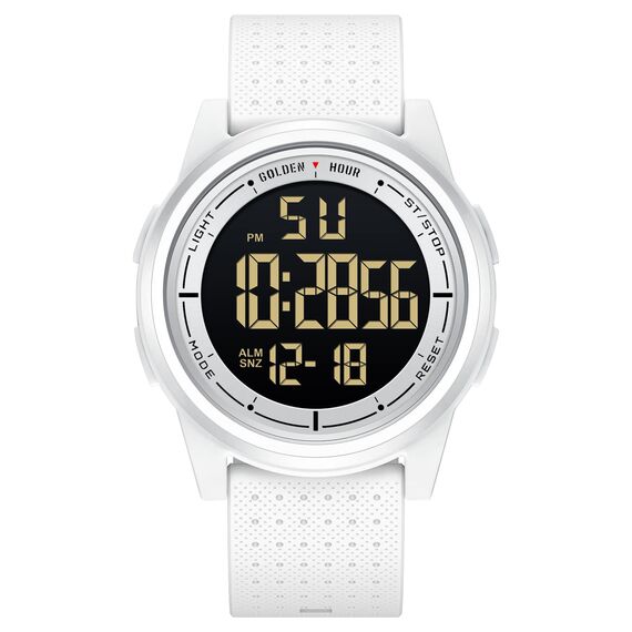 GOLDEN HOUR Sport-Armbanduhr, ultradünn, minimalistisch, wasserdicht, digital, mit Weitwinkel-Display, Gummiband, für Herren und Damen