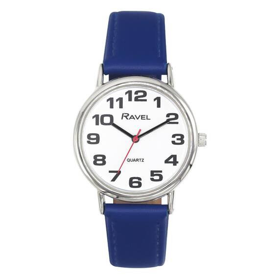 Ravel - Damen - Armbanduhr mit großen Ziffern - Blau/Silbernes Ton/Weißes Zifferblatt - Analoges Quarzwerk - R0105.50.2