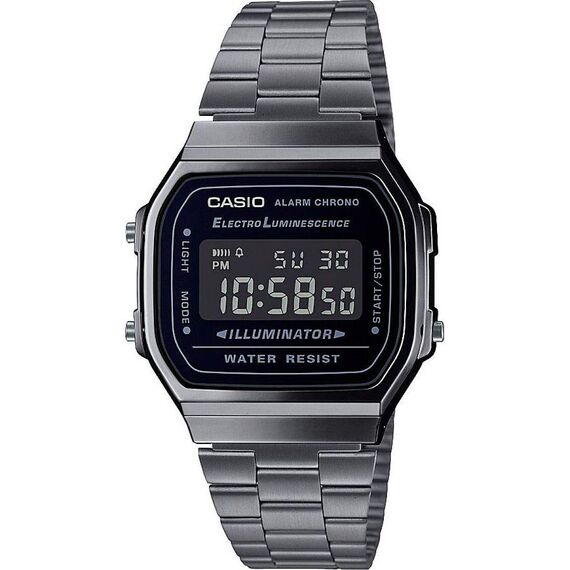 Casio Unisex Quartz Armbanduhr, 36.00mm GehäusegröÃŸe mit LCD digital Zifferblatt und schwarz Metallarmband Armband A168WEGG-1BEF