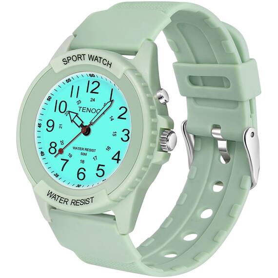 TENOCK Damen Sportliche Armbanduhr Analog Herren Analoge Quarz Uhr 50M Wasserdicht Uhr Armbanduhr mit Nachtlicht für Modischer Casual-Matching oder Sportliche Aktivität (Grün)