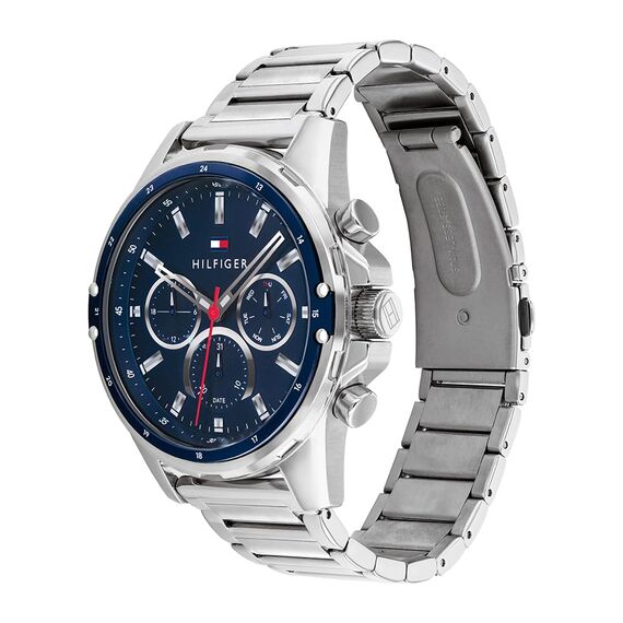 Tommy Hilfiger Multi Zifferblatt Quarz Uhr für Herren mit Silbernes Edelstahlarmband - 1791788