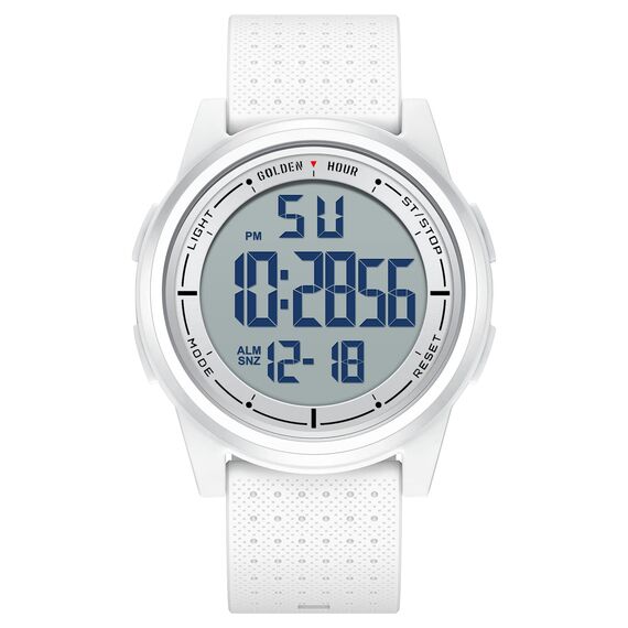 GOLDEN HOUR Sport-Armbanduhr, ultradünn, minimalistisch, wasserdicht, digital, mit Weitwinkel-Display, Gummiband, für Herren und Damen