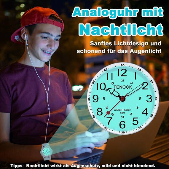 TENOCK Herren Sportliche Armbanduhr Analog Herren Analoge Quarz Uhr 50M Wasserdicht Uhr Armbanduhr mit Nachtlicht für Modischer Casual-Matching oder Sportliche Aktivität(Blau)