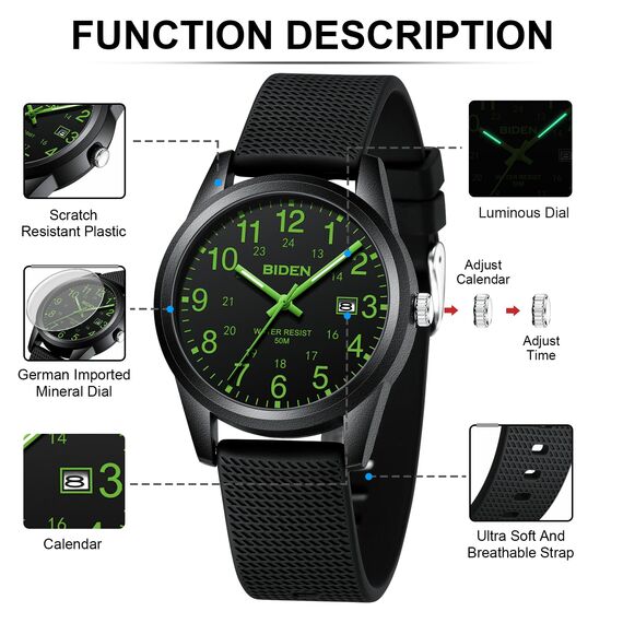 LN LENQIN Herren Uhr Uhren Herren Analog Quarz Armbanduhr 30M wasserdichte mit Datum Mode Casual Designer Uhr für Männer Silikonband