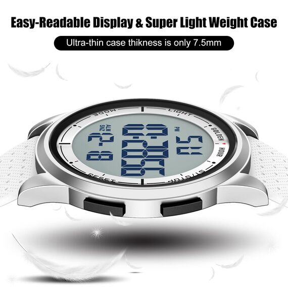 GOLDEN HOUR Ultradünne Minimalistische Sportuhr wasserdichte Digitaluhren Herren mit Weitwinkel-Metallgehäuse Helles Display Gummiband Armbanduhr für Herren Damen
