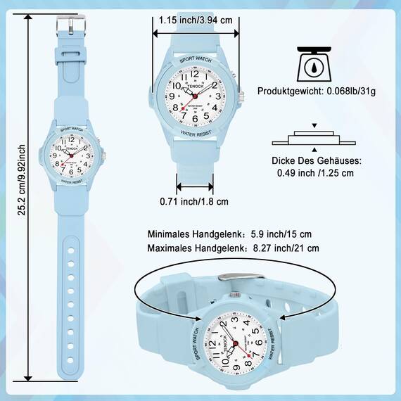 TENOCK Herren Sportliche Armbanduhr Analog Herren Analoge Quarz Uhr 50M Wasserdicht Uhr Armbanduhr mit Nachtlicht für Modischer Casual-Matching oder Sportliche Aktivität(Blau)