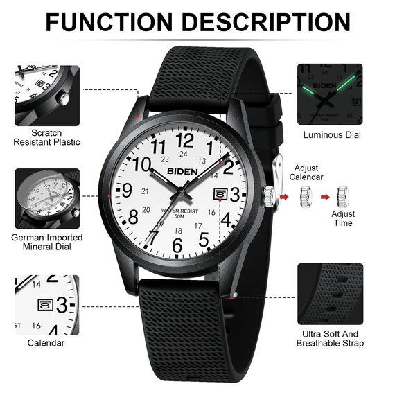Herren Uhr Uhren Herren Analog Quarz Armbanduhr 30M Wasserdichte mit Datum Mode Casual Designer Uhr für Männer Silikonband