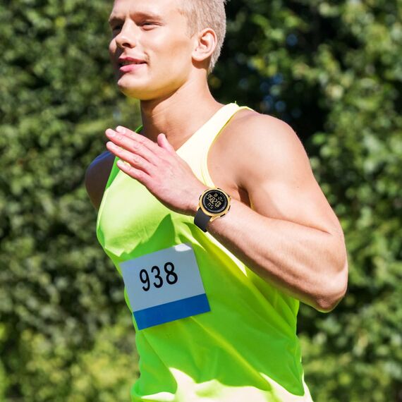 GOLDEN HOUR Sport-Armbanduhr, ultradünn, minimalistisch, wasserdicht, digital, mit Weitwinkel-Display, Gummiband, für Herren und Damen