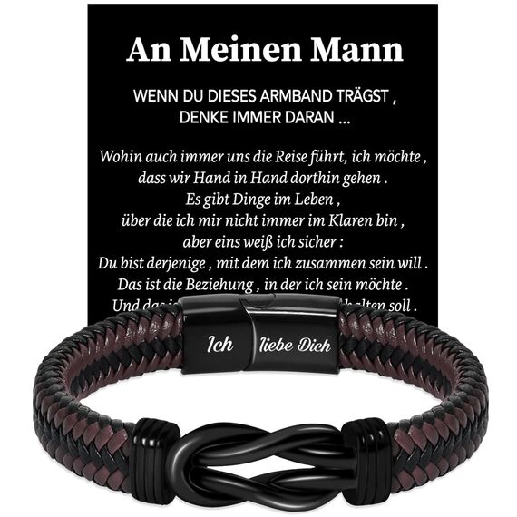 Coldbling Valentinstag Jahrestag Geschenk für Ihn, An Meinen Mann Armband Ich Liebe Dich Geschenke für Männer Ehemann Freund Mann Lederarmband Weihnachten Hochzeitstag Geburtstag Liebes Geschenk