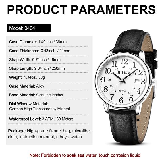 HANPOSH Uhren Herren Herren Uhr Analog Quarz Uhren für Männer Wasserdicht Armbanduhren Mode Business Uhr mit Datum Leder Band