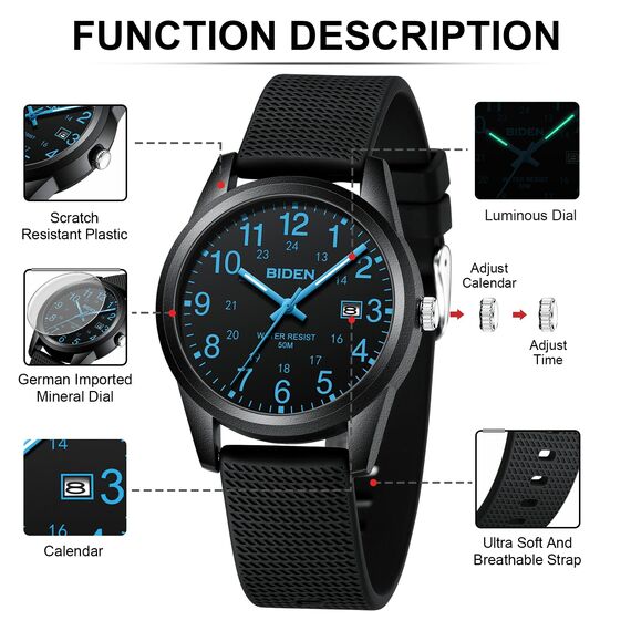 LN LENQIN Herren Uhr Uhren Herren Analog Quarz Armbanduhr 30M wasserdichte mit Datum Mode Casual Designer Uhr für Männer Silikonband