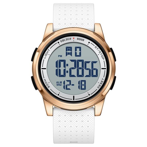 GOLDEN HOUR Ultradünne Minimalistische Sportuhr wasserdichte Digitaluhren Herren mit Weitwinkel-Metallgehäuse Helles Display Gummiband Armbanduhr für Herren Damen