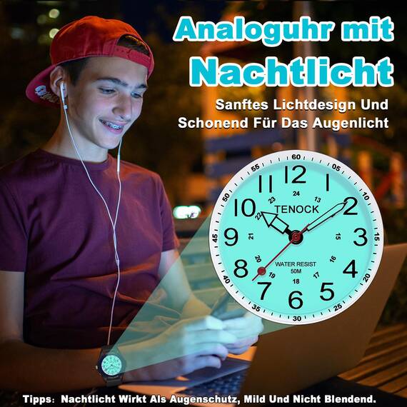 TENOCK Sportliche Armbanduhr Herren,Armbanduhr Analog,Herren Analoge Quarz Uhr,Wasserdicht Armbanduhr mit Nachtlicht für Modischer Casual-Matching oder Sportliche Aktivität(Dunkelblau)