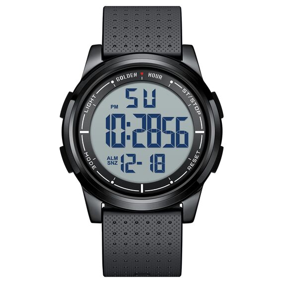 GOLDEN HOUR Sport-Armbanduhr, ultradünn, minimalistisch, wasserdicht, digital, mit Weitwinkel-Display, Gummiband, für Herren und Damen