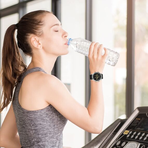 GOLDEN HOUR Sport-Armbanduhr, ultradünn, minimalistisch, wasserdicht, digital, mit Weitwinkel-Display, Gummiband, für Herren und Damen