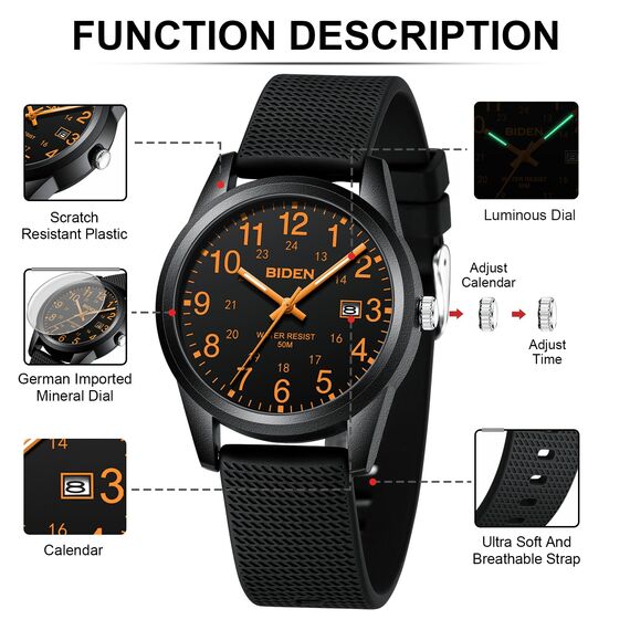 LN LENQIN Herren Uhr Uhren Herren Analog Quarz Armbanduhr 30M wasserdichte mit Datum Mode Casual Designer Uhr für Männer Silikonband
