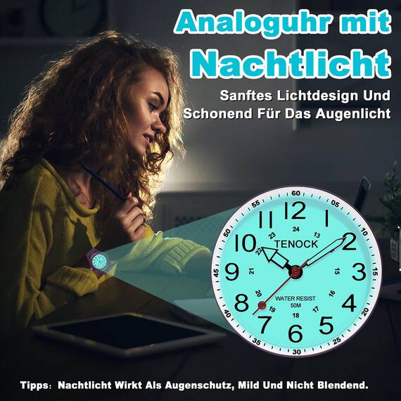 TENOCK Damen Sportliche Armbanduhr Analog Herren Analoge Quarz Uhr 50M Wasserdicht Uhr Armbanduhr mit Nachtlicht für Modischer Casual-Matching oder Sportliche Aktivität (Dunkles Violett)
