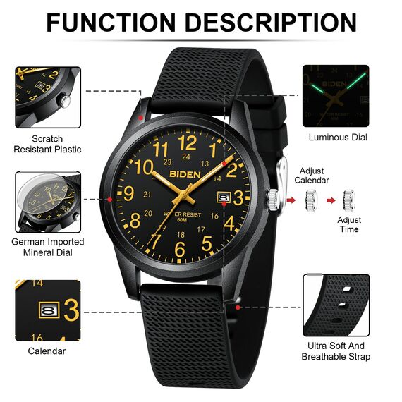 LN LENQIN Herren Uhr Uhren Herren Analog Quarz Armbanduhr 30M wasserdichte mit Datum Mode Casual Designer Uhr für Männer Silikonband