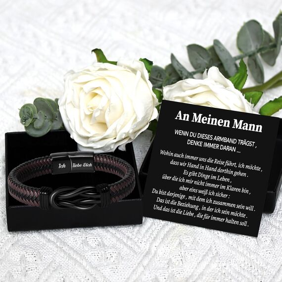 Coldbling Valentinstag Jahrestag Geschenk für Ihn, An Meinen Mann Armband Ich Liebe Dich Geschenke für Männer Ehemann Freund Mann Lederarmband Weihnachten Hochzeitstag Geburtstag Liebes Geschenk